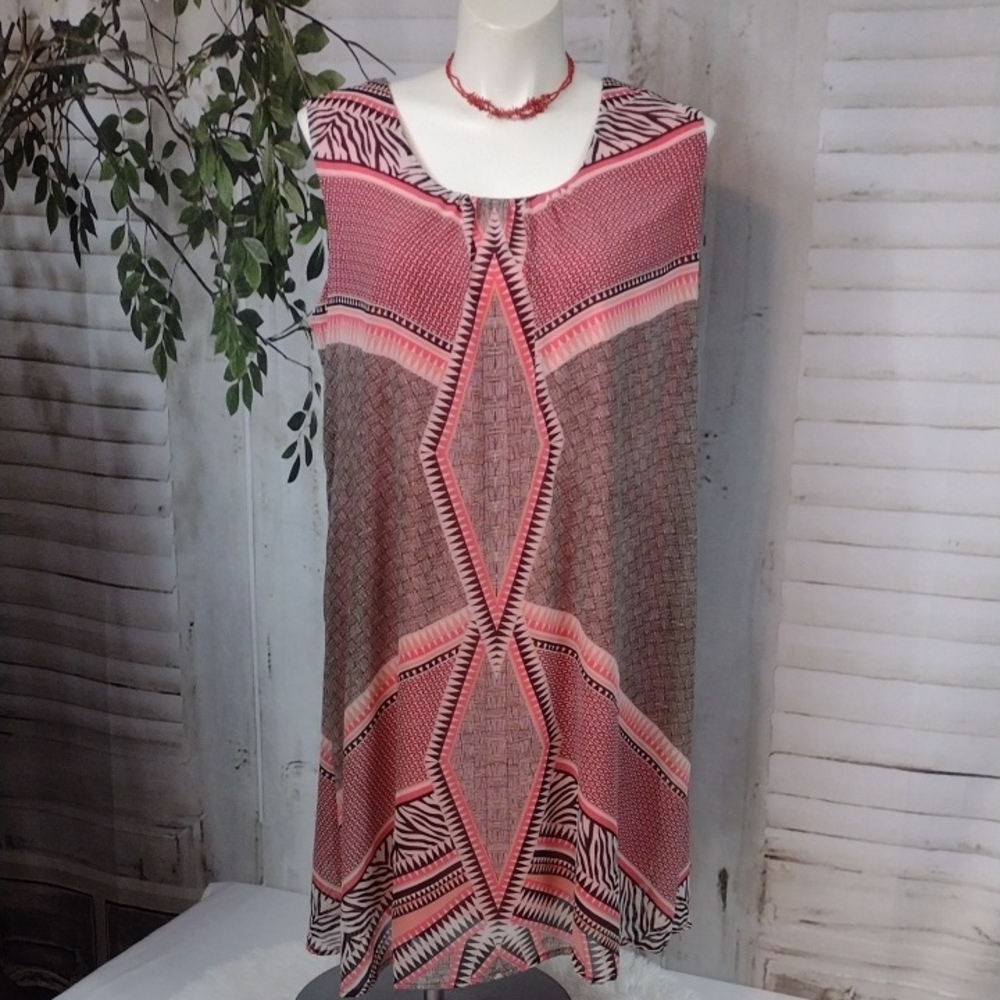Allison Brittney Coral and Brown Dress Size 2X
